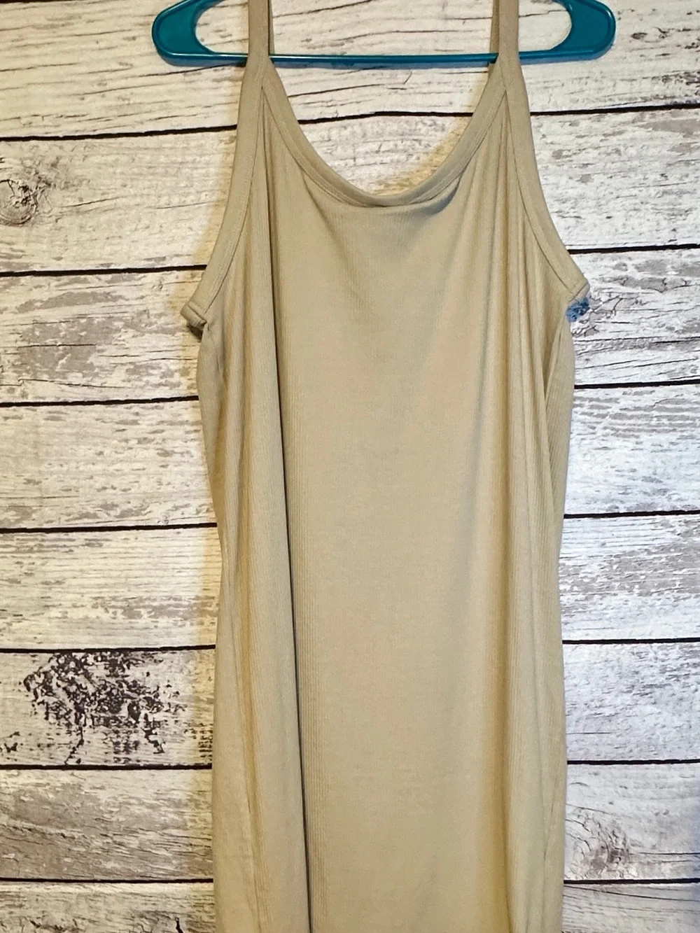 H&M Ribbed Tank Midi Dress Taupe XL NWT